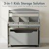 image:imageHumble Crew 3in1 Kids Bookshelf and Toy Storage Organizer Bookcase with Rolling Toy Box and 3 Fabric Storage Bins Wooden Nursery amp Playroom Organizer GreyGreyGreyGrey