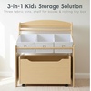 image:imageHumble Crew 3in1 Kids Bookshelf and Toy Storage Organizer Bookcase with Rolling Toy Box and 3 Fabric Storage Bins Wooden Nursery amp Playroom Organizer GreyGreyNaturalWhite