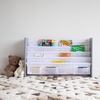 image:imageHumble Crew Inspire Extra Large Kids 4Tier Bookrack with 4 Front Pockets Toddler Bookshelf Organizer for Small amp Large Books FrontFacing Display Storage GreyWhite for Nursery amp Playroom