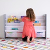 image:imageHumble Crew Inspire Extra Large Kids 4Tier Bookrack with 4 Front Pockets Toddler Bookshelf Organizer for Small amp Large Books FrontFacing Display Storage GreyWhite for Nursery amp Playroom