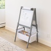 image:imageHumble Crew Inspire Kids Art Easel with Chalkboard Dry Erase Board Paper Roll Storage Bins Chalk amp Eraser 3in1 Wooden Art Station for Toddlers Grey