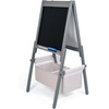 image:imageHumble Crew Inspire Kids Art Easel with Chalkboard Dry Erase Board Paper Roll Storage Bins Chalk amp Eraser 3in1 Wooden Art Station for Toddlers Grey