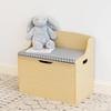 image:imageHumble Crew Jaime Hinged Toy Storage Chest with Safety Lid amp Removable Cushion Wooden Toy Box Bench for Kids Natural Finish 27x16x24 Safe Storage Organizer for Playroom or Bedroom