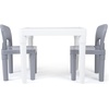 image:imageHumble Crew Kids Plastic Table and Chair Set Toddler Activity Table with 2 Chairs Lightweight EasyClean Kids Desk for Play Snacks amp Crafts Indoor Outdoor Playroom Furniture AquaGreenYellowWhite Table  Grey Chairs