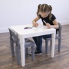 image:imageHumble Crew Kids Plastic Table and Chair Set Toddler Activity Table with 2 Chairs Lightweight EasyClean Kids Desk for Play Snacks amp Crafts Indoor Outdoor Playroom Furniture AquaGreenYellowWhite Table  Grey Chairs