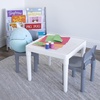 image:imageHumble Crew Kids Plastic Table and Chair Set Toddler Activity Table with 2 Chairs Lightweight EasyClean Kids Desk for Play Snacks amp Crafts Indoor Outdoor Playroom Furniture AquaGreenYellowWhite Table  Grey Chairs
