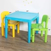 image:imageHumble Crew Kids Plastic Table and Chair Set Toddler Activity Table with 2 Chairs Lightweight EasyClean Kids Desk for Play Snacks amp Crafts Indoor Outdoor Playroom Furniture AquaGreenYellowAqua Table  GreenYellow