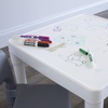 image:imageHumble Crew Kids Plastic Table and Chair Set Toddler Activity Table with 2 Chairs Lightweight EasyClean Kids Desk for Play Snacks amp Crafts Indoor Outdoor Playroom Furniture AquaGreenYellowWhite Table  Grey Chairs