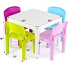 image:imageHumble Crew Kids Plastic Table and Chair Set Toddler Activity Table with 4 Chairs Lightweight EasyClean Kids Desk for Play Snacks amp Crafts Playroom Furniture BlueRedGreenYellowPurpleWhite TablePastel Chairs