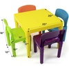 image:imageHumble Crew Kids Plastic Table and Chair Set Toddler Activity Table with 4 Chairs Lightweight EasyClean Kids Desk for Play Snacks amp Crafts Playroom Furniture BlueRedGreenYellowPurpleYellow TableVibrant Chairs