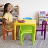 image:imageHumble Crew Kids Plastic Table and Chair Set Toddler Activity Table with 4 Chairs Lightweight EasyClean Kids Desk for Play Snacks amp Crafts Playroom Furniture BlueRedGreenYellowPurpleYellow TableVibrant Chairs