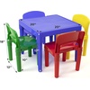 image:imageHumble Crew Kids Plastic Table and Chair Set Toddler Activity Table with 4 Chairs Lightweight EasyClean Kids Desk for Play Snacks amp Crafts Playroom Furniture BlueRedGreenYellowPurpleBlue TablePrimary Chairs