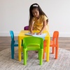 image:imageHumble Crew Kids Plastic Table and Chair Set Toddler Activity Table with 4 Chairs Lightweight EasyClean Kids Desk for Play Snacks amp Crafts Playroom Furniture BlueRedGreenYellowPurpleYellow TableVibrant Chairs