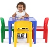 image:imageHumble Crew Kids Plastic Table and Chair Set Toddler Activity Table with 4 Chairs Lightweight EasyClean Kids Desk for Play Snacks amp Crafts Playroom Furniture BlueRedGreenYellowPurpleBlue TablePrimary Chairs
