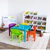 image:imageHumble Crew Kids Plastic Table and Chair Set Toddler Activity Table with 4 Chairs Lightweight EasyClean Kids Desk for Play Snacks amp Crafts Playroom Furniture BlueRedGreenYellowPurpleBlue Table  RedGreenYellowPurple Chairs