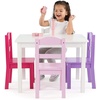 image:imageHumble Crew Kids Table and Chair Set Toddler Activity Table with 4 Chairs for Play Crafts Snacks amp Learning Wooden Kids Furniture for Playroom amp Bedroom WhiteWhitePurplePink