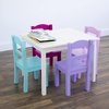 image:imageHumble Crew Kids Table and Chair Set Toddler Activity Table with 4 Chairs for Play Crafts Snacks amp Learning Wooden Kids Furniture for Playroom amp Bedroom WhiteWhitePinkPurple