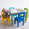 image:imageHumble Crew Kids Table and Chair Set Toddler Activity Table with 4 Chairs for Play Crafts Snacks amp Learning Wooden Kids Furniture for Playroom amp Bedroom WhiteGreyBlueGreenYellow