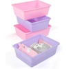 image:imageHumble Crew Large Plastic Storage Bins for Kids Set of 4 Sturdy Toy Organizer Bins for Playroom Nursery Classroom amp Bedroom Storage WhitePinkPurple