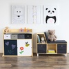 image:imageHumble Crew Slate Kids Laundry Organizer with 3 Removable Hampers  White with Grey Woodgrain Frame Sorting Hamper for Toddlers amp Preschoolers12 Bin Organizer