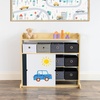 image:imageHumble Crew Slate Kids Laundry Organizer with 3 Removable Hampers  White with Grey Woodgrain Frame Sorting Hamper for Toddlers amp Preschoolers12 Bin Organizer