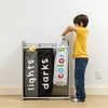 image:imageHumble Crew Slate Kids Laundry Organizer with 3 Removable Hampers  White with Grey Woodgrain Frame Sorting Hamper for Toddlers amp PreschoolersLaundry Organizer