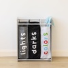 image:imageHumble Crew Slate Kids Laundry Organizer with 3 Removable Hampers  White with Grey Woodgrain Frame Sorting Hamper for Toddlers amp PreschoolersLaundry Organizer