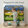 image:imageHumble Crew Toy Storage Organizer with 12 Removable Storage Bins for Kids Playroom 4Tier Toddler Toy Organization GreyBlueGreenYellowGreyBlueGreenYellow