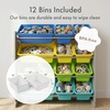 image:imageHumble Crew Toy Storage Organizer with 12 Removable Storage Bins for Kids Playroom 4Tier Toddler Toy Organization GreyBlueGreenYellowGreyBlueGreenYellow