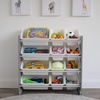 image:imageHumble Crew Toy Storage Organizer with 12 Removable Storage Bins for Kids Playroom 4Tier Toddler Toy Organization GreyBlueGreenYellowGreyWhite