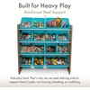 image:imageHumble Crew Toy Storage Organizer with 12 Removable Storage Bins for Kids Playroom 4Tier Toddler Toy Organization GreyBlueGreenYellowNatural WoodAqua