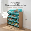 image:imageHumble Crew Toy Storage Organizer with 12 Removable Storage Bins for Kids Playroom 4Tier Toddler Toy Organization GreyBlueGreenYellowNatural WoodAqua