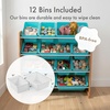 image:imageHumble Crew Toy Storage Organizer with 12 Removable Storage Bins for Kids Playroom 4Tier Toddler Toy Organization GreyBlueGreenYellowNatural WoodAqua