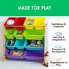 image:imageHumble Crew Toy Storage Organizer with 12 Removable Storage Bins for Kids Playroom 4Tier Toddler Toy Organization GreyBlueGreenYellowRainbowNatural Wood