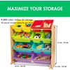 image:imageHumble Crew Toy Storage Organizer with 12 Removable Storage Bins for Kids Playroom 4Tier Toddler Toy Organization GreyBlueGreenYellowRainbowNatural Wood