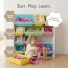 image:imageHumble Crew Toy Storage Organizer with 12 Removable Storage Bins for Kids Playroom 4Tier Toddler Toy Organization GreyBlueGreenYellowWhitePastels