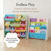 image:imageHumble Crew Toy Storage Organizer with 12 Removable Storage Bins for Kids Playroom 4Tier Toddler Toy Organization GreyBlueGreenYellowWhitePastels