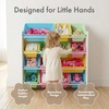 image:imageHumble Crew Toy Storage Organizer with 12 Removable Storage Bins for Kids Playroom 4Tier Toddler Toy Organization GreyBlueGreenYellowWhitePastels