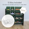 image:imageHumble Crew Toy Storage Organizer with 12 Removable Storage Bins for Kids Playroom 4Tier Toddler Toy Organization Natural WoodAquaArmy Green Camo