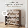 image:imageHumble Crew Toy Storage Organizer with 12 Removable Storage Bins for Kids Playroom 4Tier Toddler Toy Organization Natural WoodAquaEspressoWhite