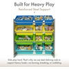 image:imageHumble Crew Toy Storage Organizer with 12 Removable Storage Bins for Kids Playroom 4Tier Toddler Toy Organization Natural WoodAquaGreyBlueGreenYellow
