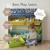 image:imageHumble Crew Toy Storage Organizer with 12 Removable Storage Bins for Kids Playroom 4Tier Toddler Toy Organization Natural WoodAquaGreyBlueGreenYellow