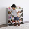 image:imageHumble Crew Toy Storage Organizer with 12 Removable Storage Bins for Kids Playroom 4Tier Toddler Toy Organization Natural WoodAquaGreyWhite