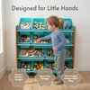 image:imageHumble Crew Toy Storage Organizer with 12 Removable Storage Bins for Kids Playroom 4Tier Toddler Toy Organization Natural WoodAquaNatural WoodAqua