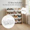 image:imageHumble Crew Toy Storage Organizer with 12 Removable Storage Bins for Kids Playroom 4Tier Toddler Toy Organization Natural WoodAquaNatural WoodWhite