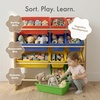 image:imageHumble Crew Toy Storage Organizer with 12 Removable Storage Bins for Kids Playroom 4Tier Toddler Toy Organization Natural WoodAquaNaturalPrimary