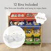 image:imageHumble Crew Toy Storage Organizer with 12 Removable Storage Bins for Kids Playroom 4Tier Toddler Toy Organization Natural WoodAquaNaturalPrimary