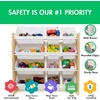 image:imageHumble Crew Toy Storage Organizer with 12 Removable Storage Bins for Kids Playroom 4Tier Toddler Toy Organization Natural WoodAquaNaturalWhite