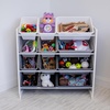 image:imageHumble Crew Toy Storage Organizer with 12 Removable Storage Bins for Kids Playroom 4Tier Toddler Toy Organization Natural WoodAquaWhiteGrey Gradient Ombre