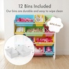 image:imageHumble Crew Toy Storage Organizer with 12 Removable Storage Bins for Kids Playroom 4Tier Toddler Toy Organization Natural WoodAquaWhitePastels